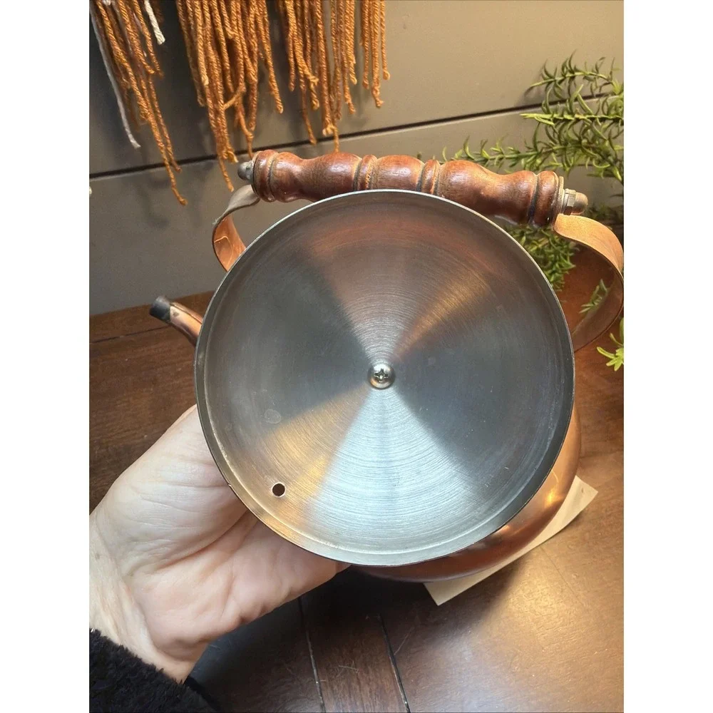 Vintage copper tea kettle NOS W/ Paper Work & Spout Cover